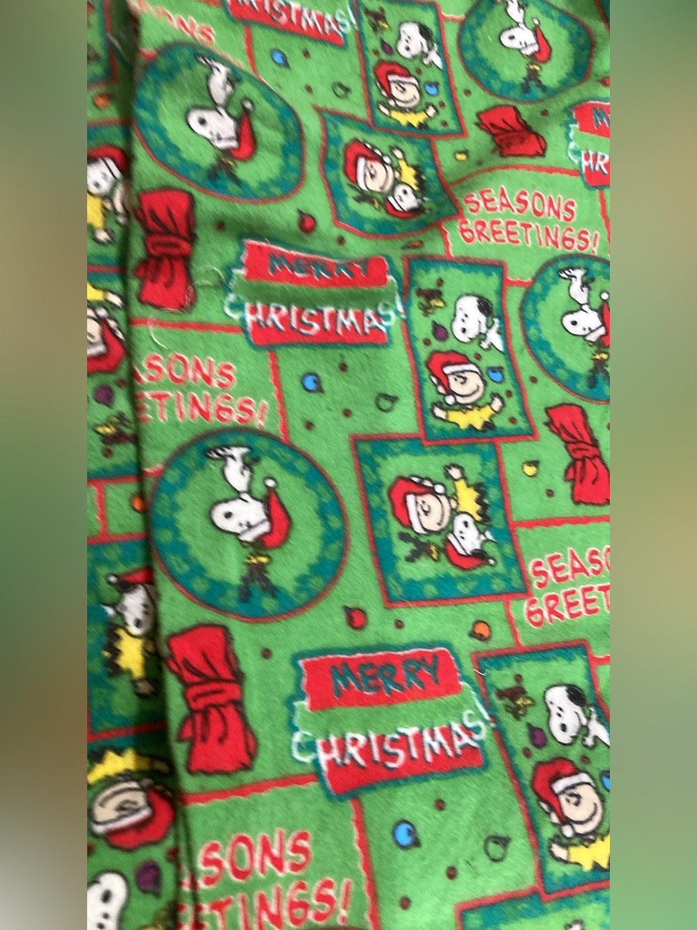Vintage Peanuts Snoopy Holiday  Christmas flannel  approx 2 yards